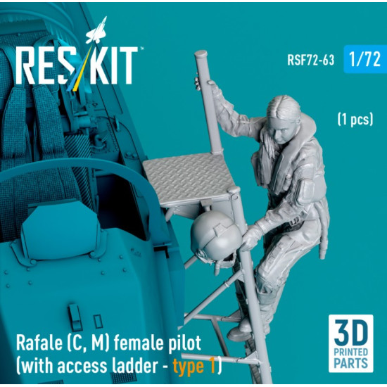 Reskit Rsf72-0063 1/72 Rafale C M Female Pilot With Access Ladder Type 1 1pcs 3d Printed