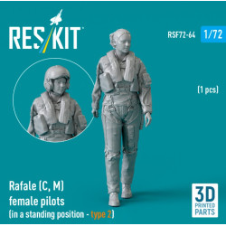 Reskit Rsf72-0064 1/72 Rafale C M Female Pilot In A Standing Position Type2 1pcs 3d Printed