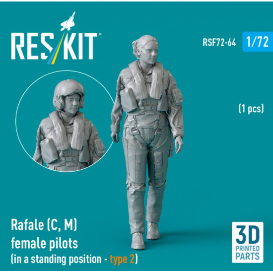 Reskit Rsf72-0064 1/72 Rafale C M Female Pilot In A Standing Position Type2 1pcs 3d Printed