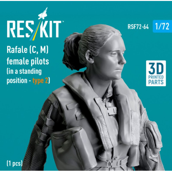 Reskit Rsf72-0064 1/72 Rafale C M Female Pilot In A Standing Position Type2 1pcs 3d Printed