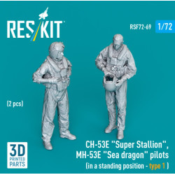 Reskit Rsf72-0069 1/72 Ch-53e Super Stallion Mh-53e Sea Dragon Pilots In A Standing Position Type1 2pcs 3d Printed