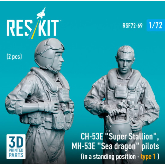 Reskit Rsf72-0069 1/72 Ch-53e Super Stallion Mh-53e Sea Dragon Pilots In A Standing Position Type1 2pcs 3d Printed