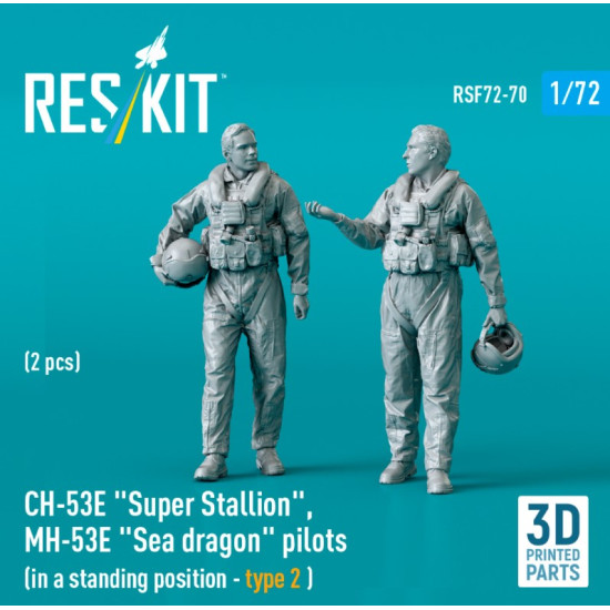 Reskit Rsf72-0070 1/72 Ch-53e Super Stallion Mh-53e Sea Dragon Pilots In A Standing Position Type2 2pcs 3d Printed