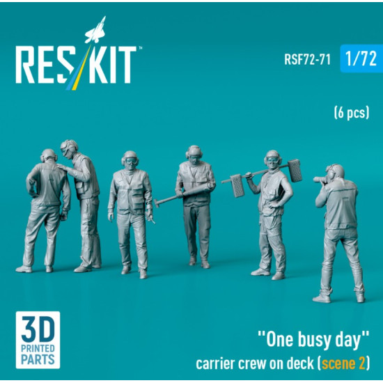 Reskit Rsf72-0071 1/72 One Busy Day Carrier Crew On Deck Scene2 6pcs 3dprinted