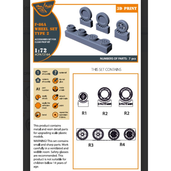 Clear Prop Cpa72164 1/72 F-86a Wheel Set Type 2 For Cp Kits