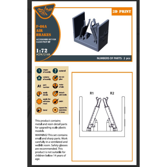 Clear Prop Cpa72169 1/72 F-86a Air Brakes For Cp Kits