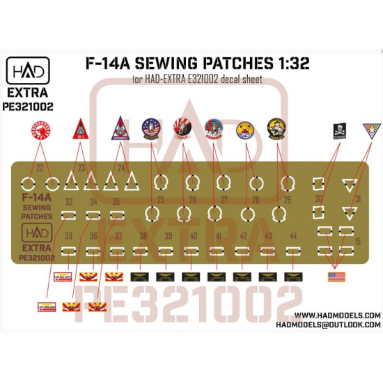 Had Models Pe321002 1/32 F14a Sewing Patches Vf-1 Vf-84 Vf-111 Photo-etched Part