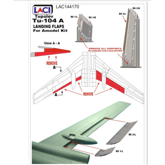 Laci 144170 1/144 Landing Flaps For Tupolev Tu-104a For A-model Kit