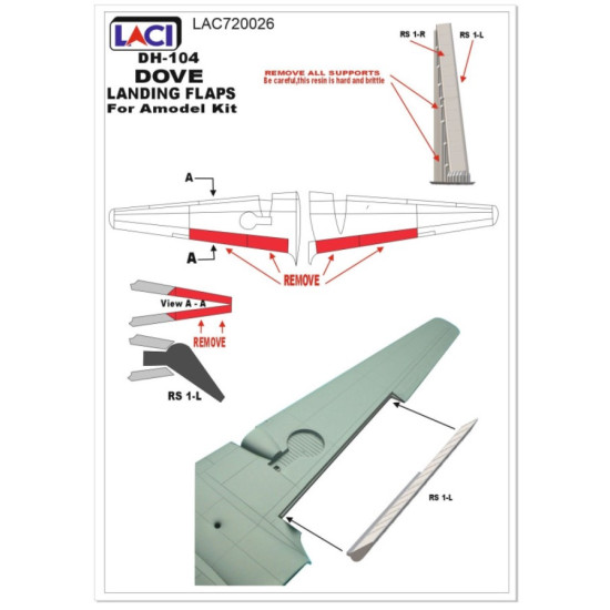 Laci 720026 1/72 Landing Flaps For Dh 104 Dove For Amodel