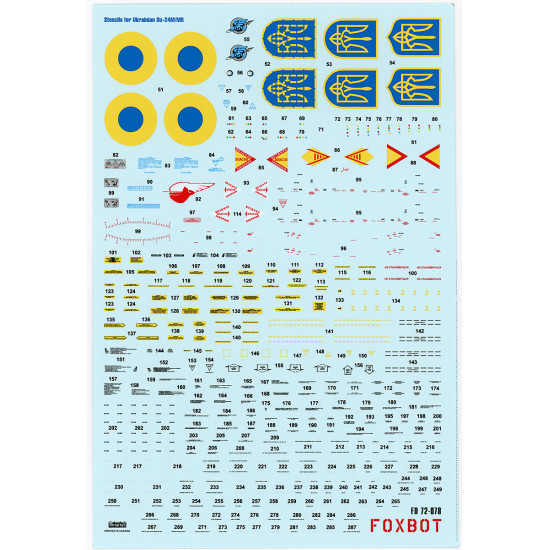 Foxbot 72-078 1/72 Stencils For Sukhoi Su-24m Ukrainian Air Force For Trumpeter Dragon Kits