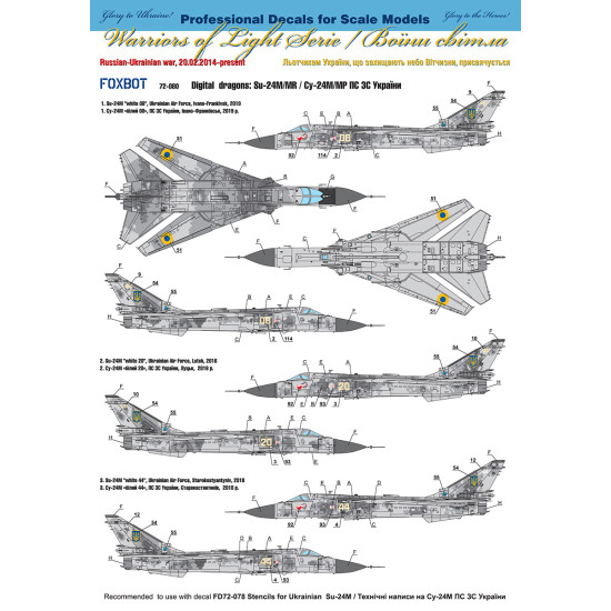 Foxbot 72-080 1/72 Digital Sukhoi Su-24m/Mr Ukrainian Air Force For Trumpeter Dragon Kits