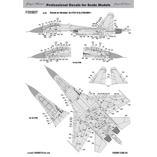 Foxbot 48-093 1/48 Stencils For Ukrainian Su-27 And Su-27ub For Academy Eduard Great Wall Hobby Hobbyboss Kitty Hawk Kits