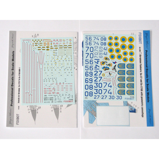 Foxbot 48-095t 1/48 Ukrainian Su-27 And Su-27ub With Geometric Camouflage And Stencils 48-093 For Academy Eduard Great Wall Hobby Hobbyboss Kitty Hawk Kits