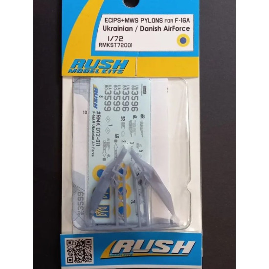 Rush Model Kits St72001 1/72 Ecips Pylon For F-16a X2 Decal Rmk D72-011