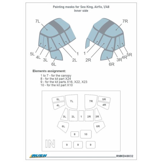 Rush Model Kits D48032 1/48 Westland Sea King Has 5 Ukrainian Naval Forces Painting Masks