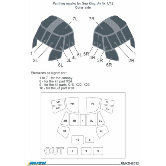 Rush Model Kits D48032 1/48 Westland Sea King Has 5 Ukrainian Naval Forces Painting Masks