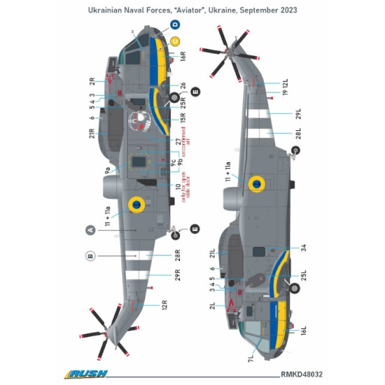 Rush Model Kits D48032 1/48 Westland Sea King Has 5 Ukrainian Naval Forces Painting Masks