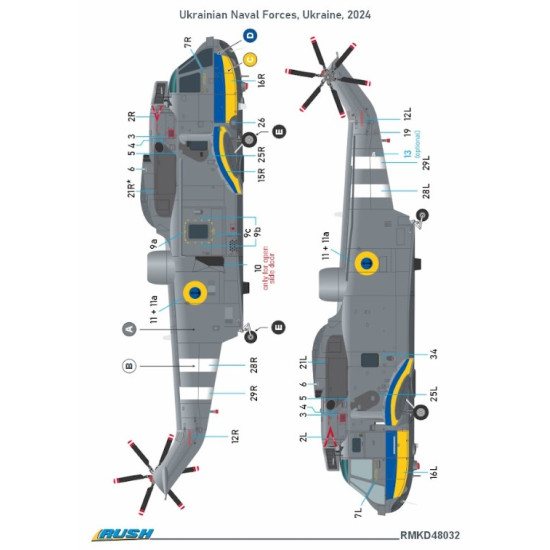 Rush Model Kits D48032 1/48 Westland Sea King Has 5 Ukrainian Naval Forces Painting Masks