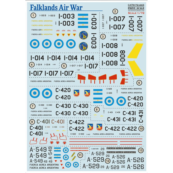 Print Scale 72-443 1/72 Falklands Air War Argentina