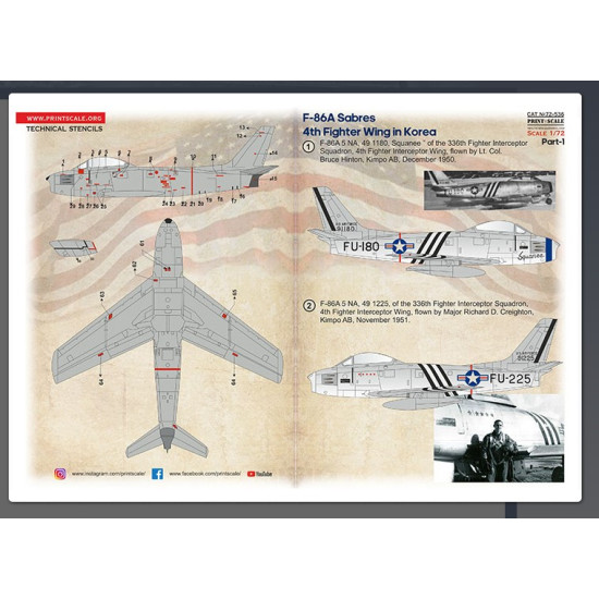 Print Scale 72-536 1/72 F-86a Sabres Part 1 4th Fighter Wing In Korea Part 1