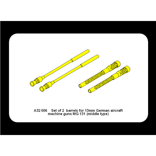 Set of 2 barrels for German 13mm aircraft machine guns MG 131 (middle type) 1/32 Aber A32-006