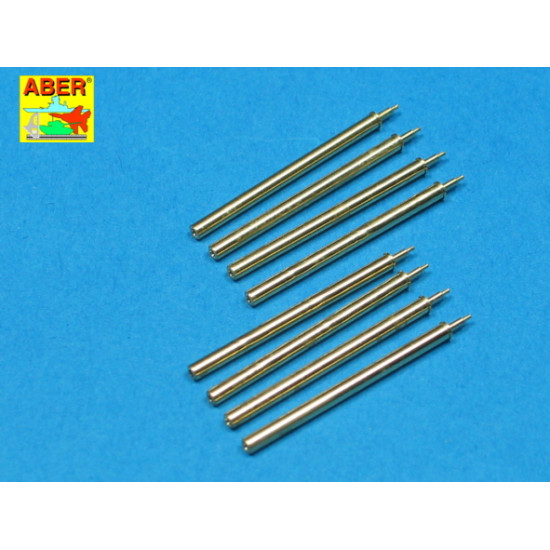 Set of 8 turned cal .50 (12,7mm) U.S. Browning M2 barrels for P-47 Thunderbolt 1/32 Aber A32-109