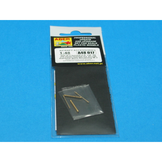 Set of 2 cal .50 (12,7mm) standard barrels for U.S. aircraft machine guns Browning M2 1/48 Aber 48-017 Set of 2 cal .50 (12,7mm) standard barrels for U.S. aircraft machine guns Browning M2 1/48 Aber 48-017
