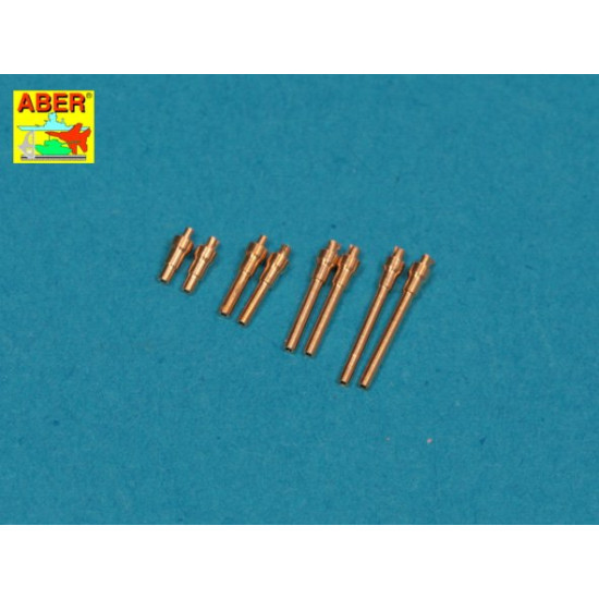 Set of 8 turned cal .50 (12,7mm) U.S. Browning M2 barrels for P-47 Thunderbolt 1/72 Aber 72-005