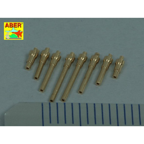 Set of 8 turned cal .50 (12,7mm) U.S. Browning M2 barrels for P-47 Thunderbolt 1/72 Aber 72-005