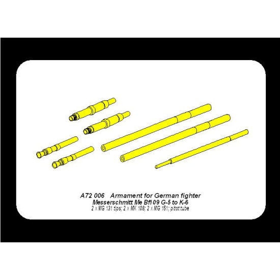 Armament for German fighter Me 109G-5 to K-6 1/72 Aber 72-006