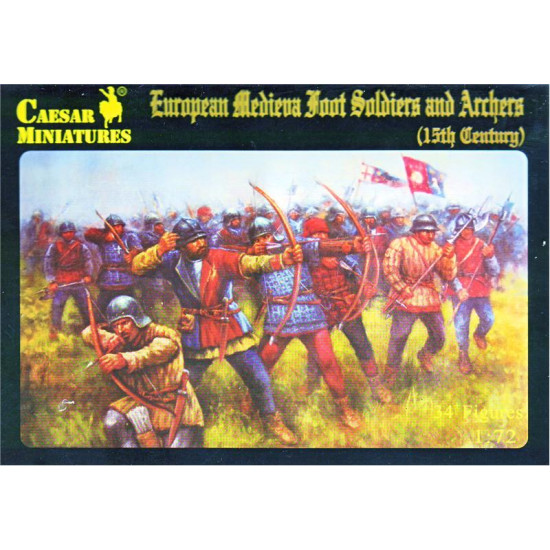 European Medieval Foot Soldiers and Archers 1/72 Ceasar Miniatures H088
