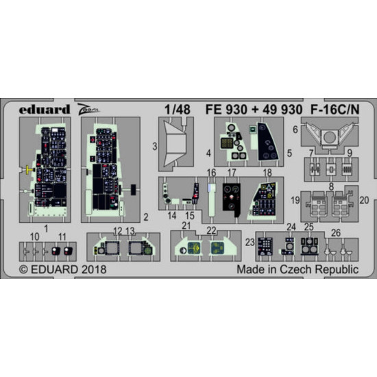Eduard Fe930 1/48 F-16c/N Photo-etched For Aircraft Zoom Set