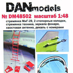 Mig-29 step-ladder, chocks, canopy mirrors, aerial 1/48 Dan Models 48502