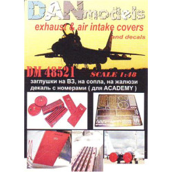 Mig-29 exhaust and air intake covers and decals (for ACADEMY) 1/48 Dan Models 48521