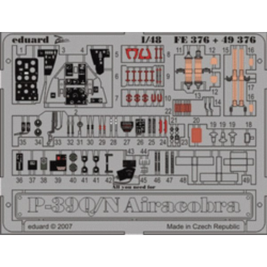 Photoetched set BIG-ED 1/48 P-39Q/N Airacobra, for Hasegawa kit 1/48 Eduard BIG-4883