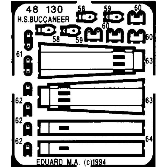 Photoetched set Bucaneer Exterrior, for Airfx kit 1/48 Eduard 48130