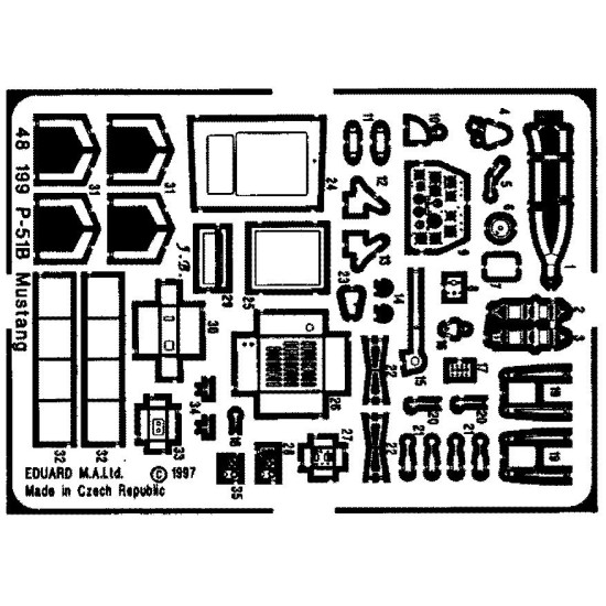 Photoetched set P-51B Mustang, for Tamiya kit 1/48 Eduard 48199