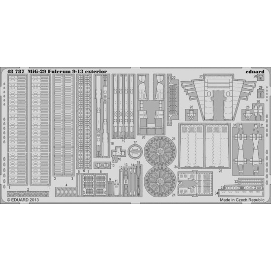 Photoetched set MiG-29 9-13 exterior, for GWH kit 1/48 Eduard 48787