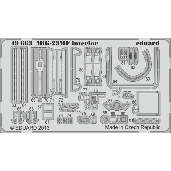 Photoetched set MiG-23MF interior (self adhesive), for Trumpeter kit 1/48 Eduard 49663