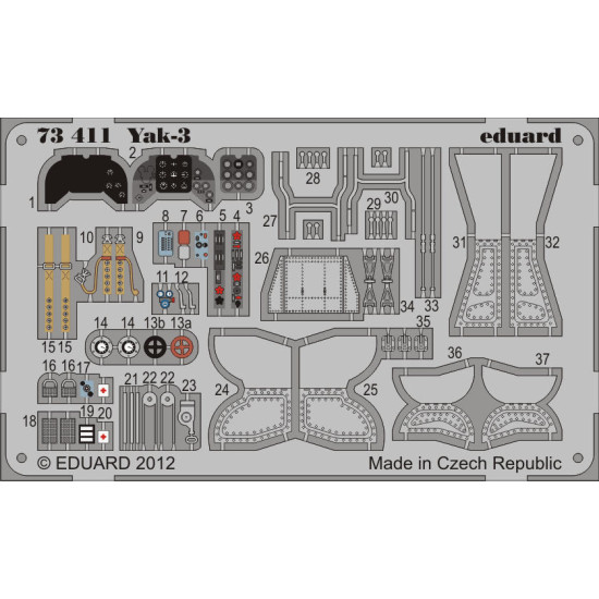 Photoetched set Yak-3, for Zvezda kit 1/72 Eduard EDU-73411