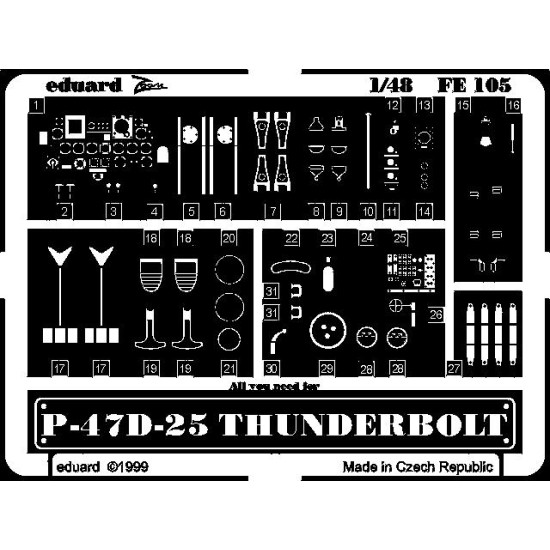 Photoetched set P-47D-25, for Academy kit 1/48 Eduard FE105