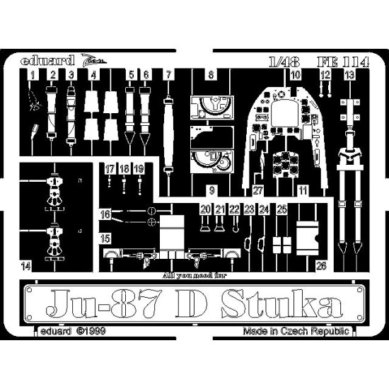 Photoetched set Ju-87D, for Hasegawa kit 1/48 Eduard FE11