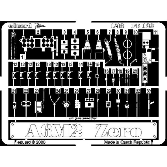 Photoetched set A6M2 Zero, for Hasegawa kit 1/48 Eduard FE129 Photoetched set A6M2 Zero, for Hasegawa kit 1/48 Eduard FE129