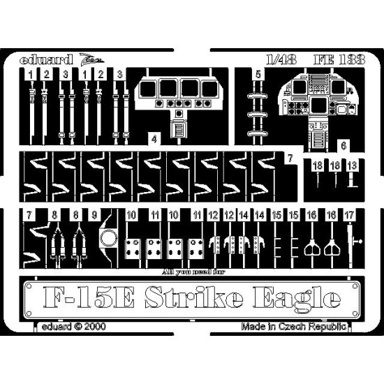 Photoetched set F-15E, for Academy kit 1/48 Eduard FE133