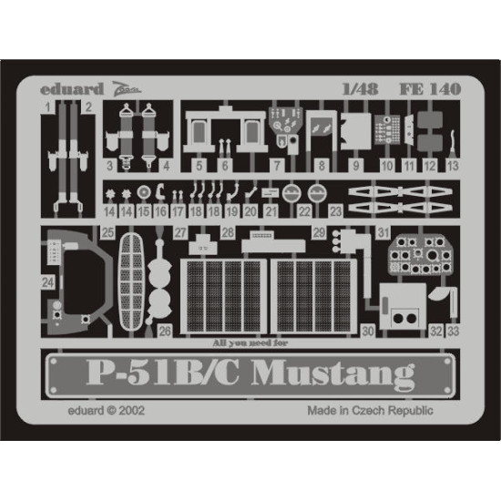 Photoetched set P-51 B/C, for ICM kit 1/48 Eduard FE140