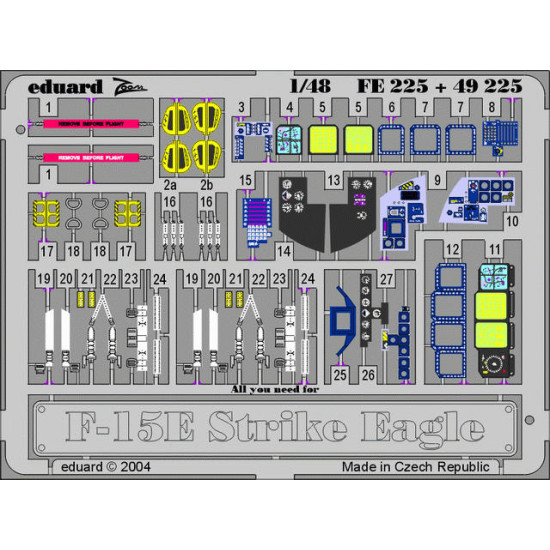 Photoetched set F-15E Strike Eagle Color, for Revell/Monogram kit 1/48 Eduard FE225