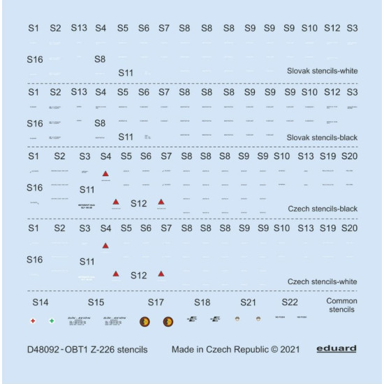Eduard D48092 1/48 Z-226 Stencils Decal For Aircraft