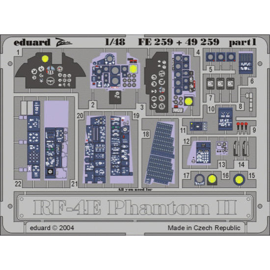 Photoetched set F-4E Phantom II, for Hasegawa kit 1/48 Eduard FE259