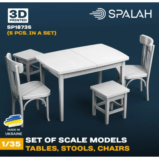 Spalah 18735 1/35 Table With Stools And Chairs 5 Pcs Set Of Scale Models