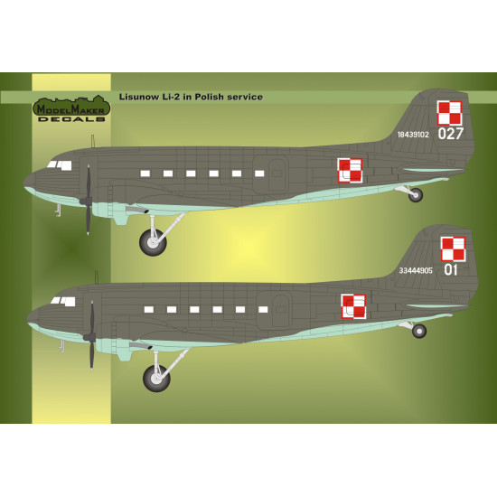 Modelmaker 1/144 D144028 Li-2 In Polish Service Aircraft Decal Modelmaker 1/144 D144028 Li-2 In Polish Service Aircraft Decal